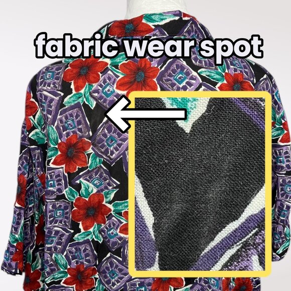 Vintage 80’s Fritzi Shirt Sleeve Button Down Shirt Floral Hawaiian Style Large - Picture 9 of 9